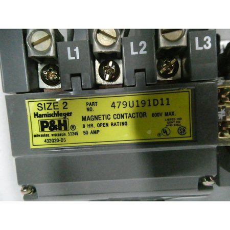 P&H Magentic 110-120/220-240V-Ac Size 2 Reversing Contactor 479U191D11
